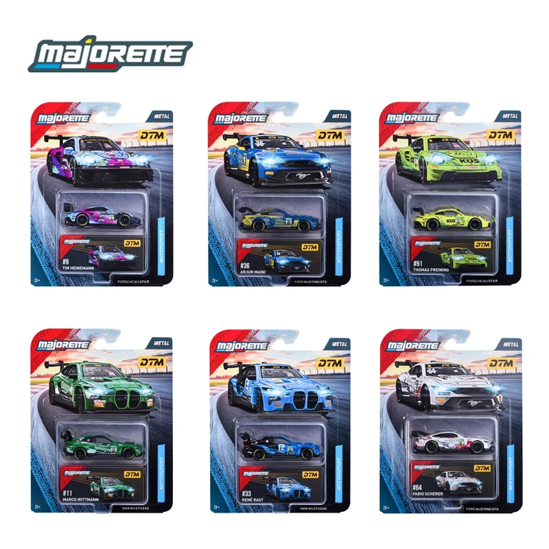 Majorette 1:64 Diecast Car Collection DTM PORSCHE 911 GT3 R,BMW M4 GT3,FORD MUSTANG GT3