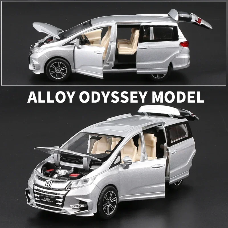 1:28 HONDA Odyssey MPV Alloy Car Model Diecast Metal Toy Vehicles Car Model Simulation Sound and Light Collection Childrens Gift