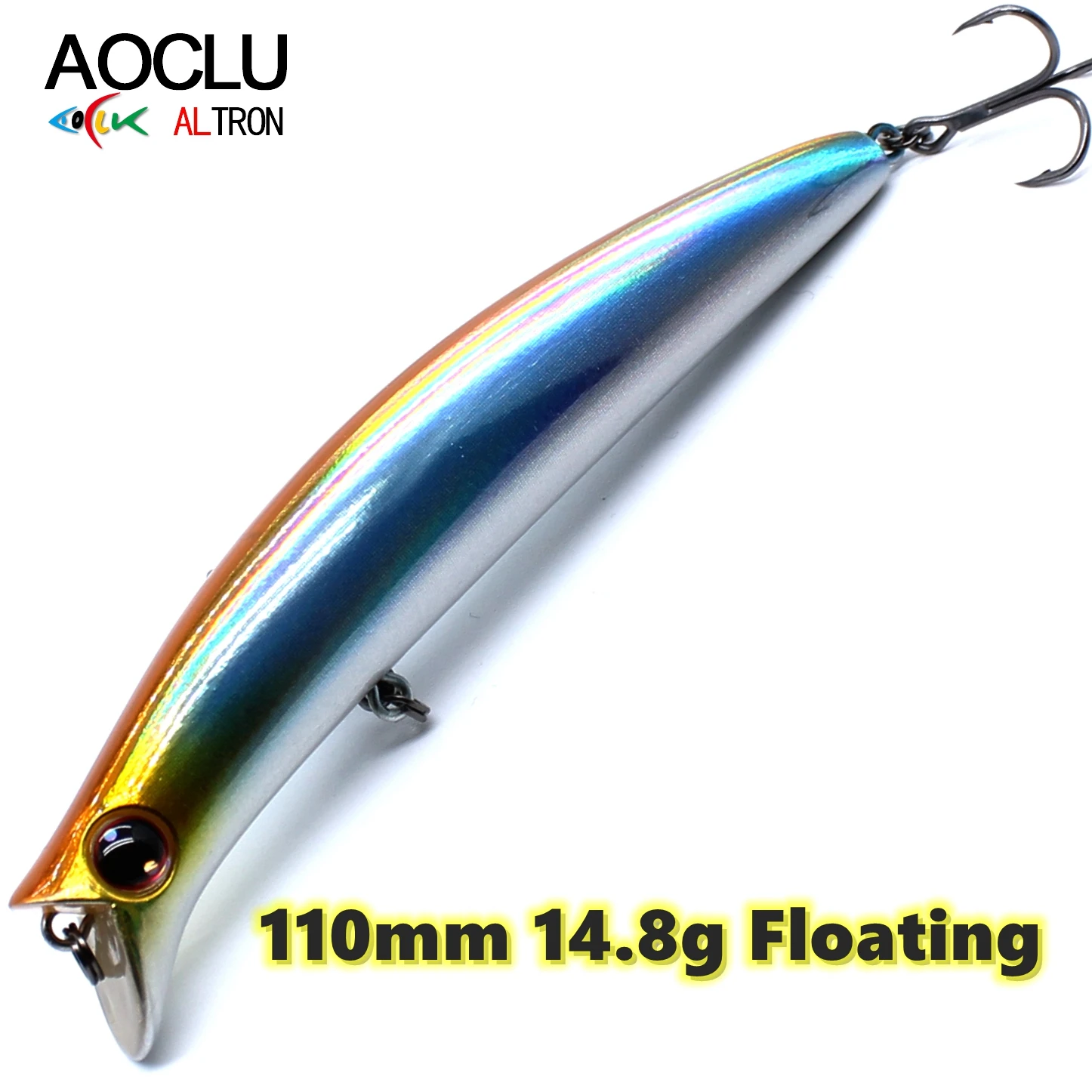 AOCLU Floating Wobbler 110mm 14.8g 90mm 13g Rattle Hard Bait Hybrid Minnow Lure For Inshore Beach Boat Rock Bass Trout Fishing