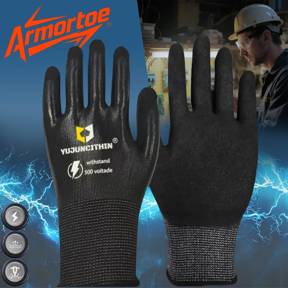 

ArmorToe 500V Double Sided Insulated Gloves Lightweight Flexible Rubber Waterproof Shockproof GB Electrician Work Safety #8015