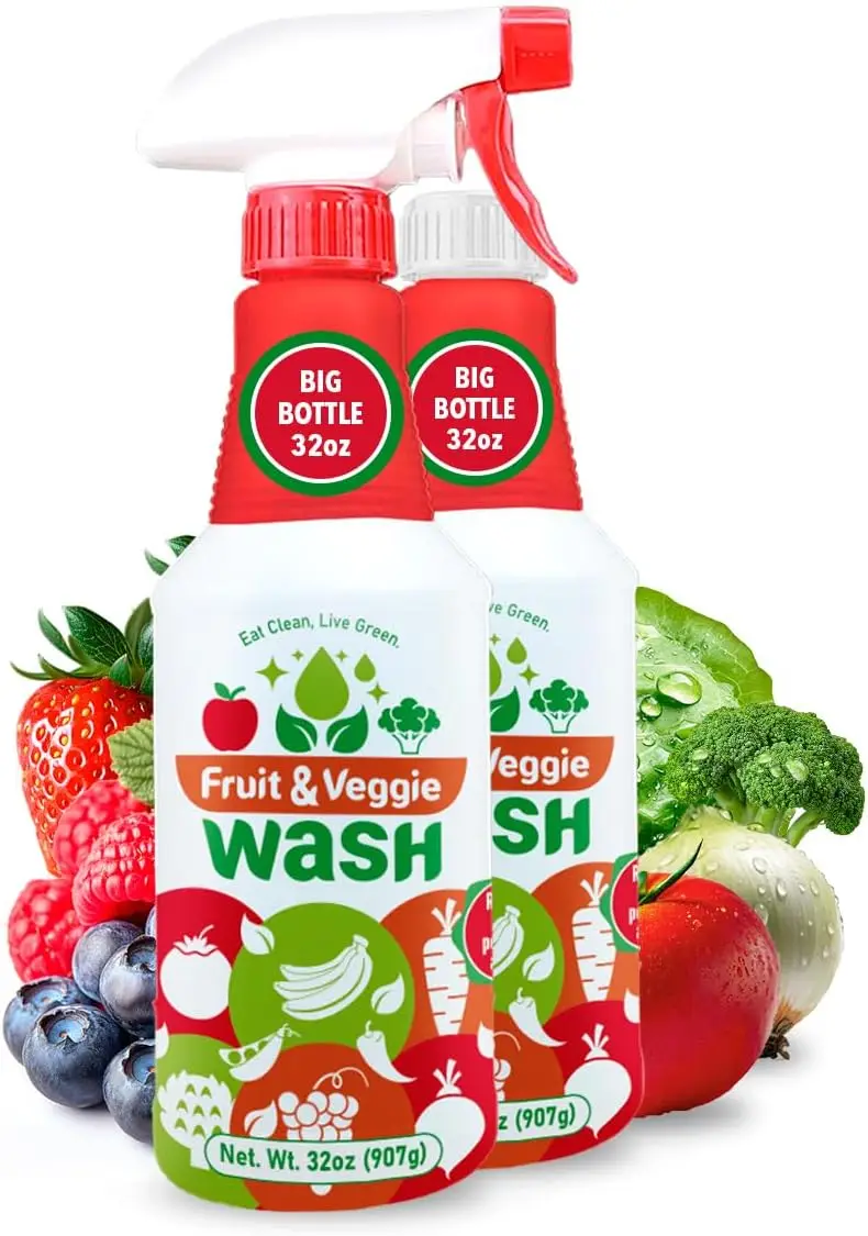 

Plant-Based Fruit & Veggie Wash – 32 oz | Removes Waxes & Residue | Baby-Safe, No Aftertaste