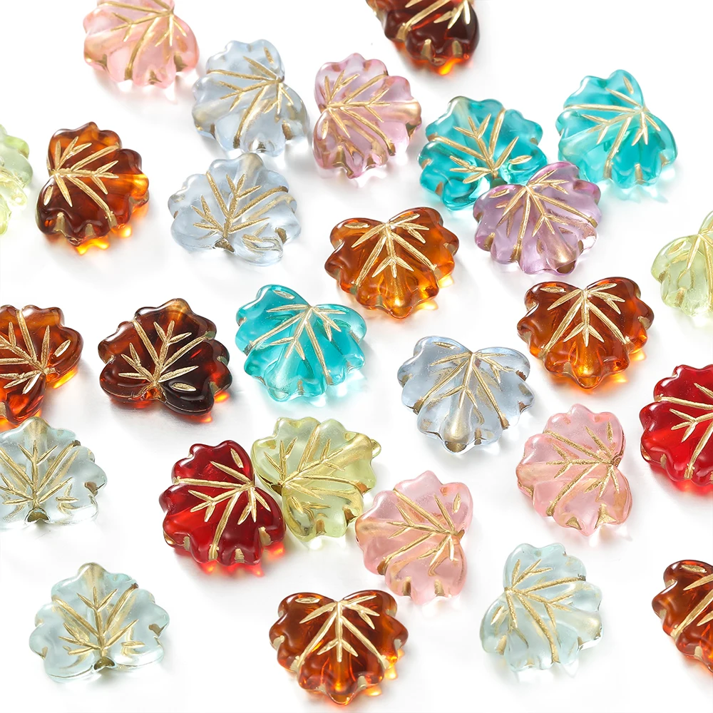 45 Stuks Amberkleurige Acrylkralen – Goudkleurige Sieradenkralen In Bladvorm – 13x10 Mm – Perfect Voor DIY Armbanden & Kettingen