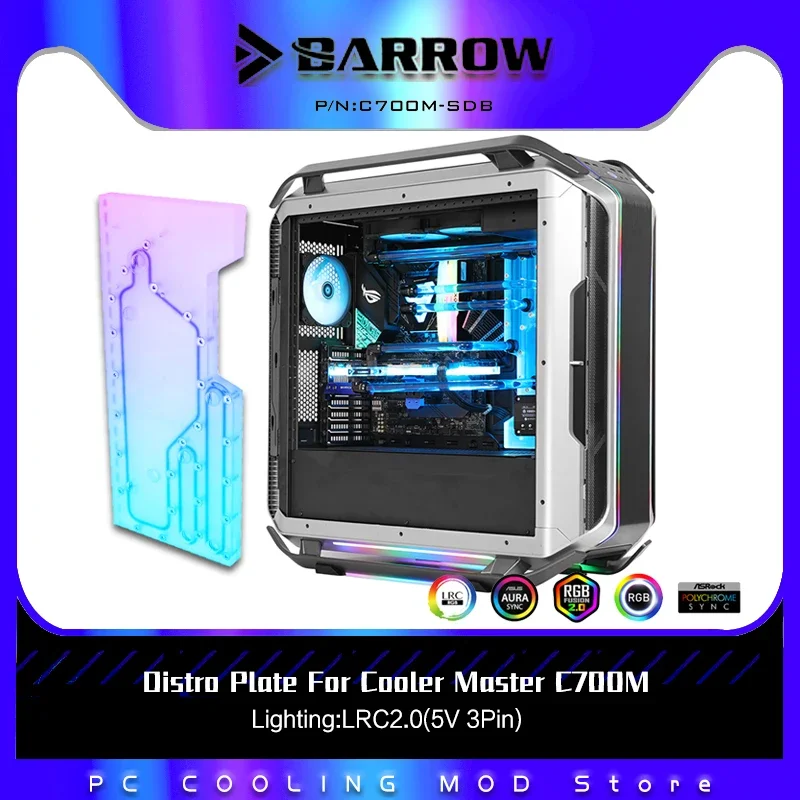 Barrow Distro Plate For Cooler Master C700M Computer Case,MOD Waterway Board Kit For CPU GPU PC Water Cooling System C700M-SDB