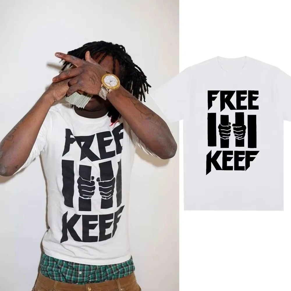 2026 New Y2k Fashion Vintage T-shirts Chief Keef Free Keef Letter Print T Shirt Oversized Short Sleeve Casual