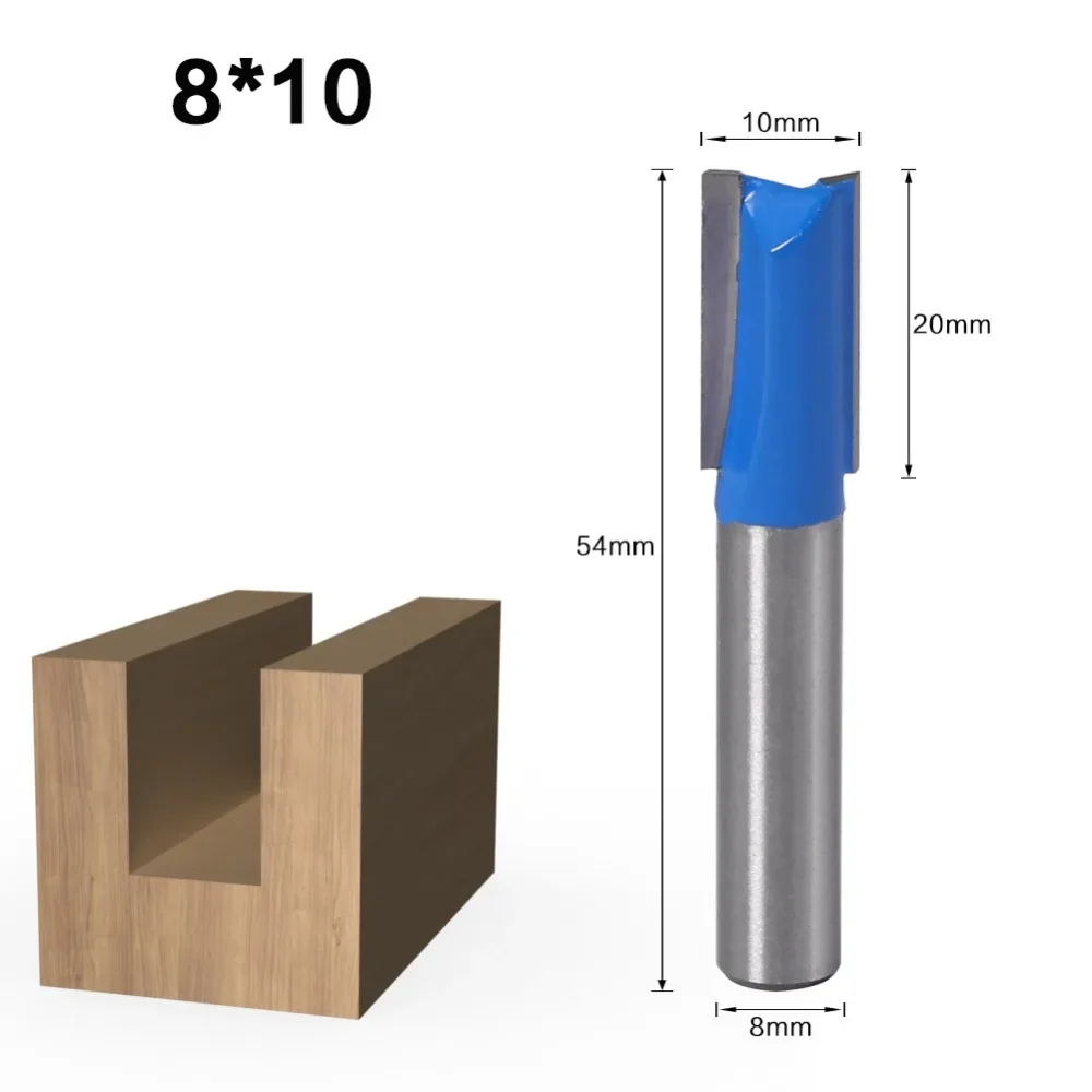 Slotting Straight Router Bit Set 8mm Shank Double-edged Carpenter Milling Cutter for Wood 6-20mm Cutting Dia Woodworking Tools
