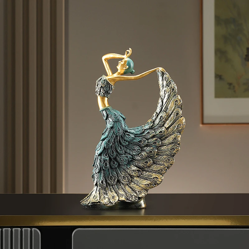 Room Decor Dancing Girl Peacock Ornament Home Living Room Wine Cabinet TV Cabinet Office Statuette Decoration Crafts Customized