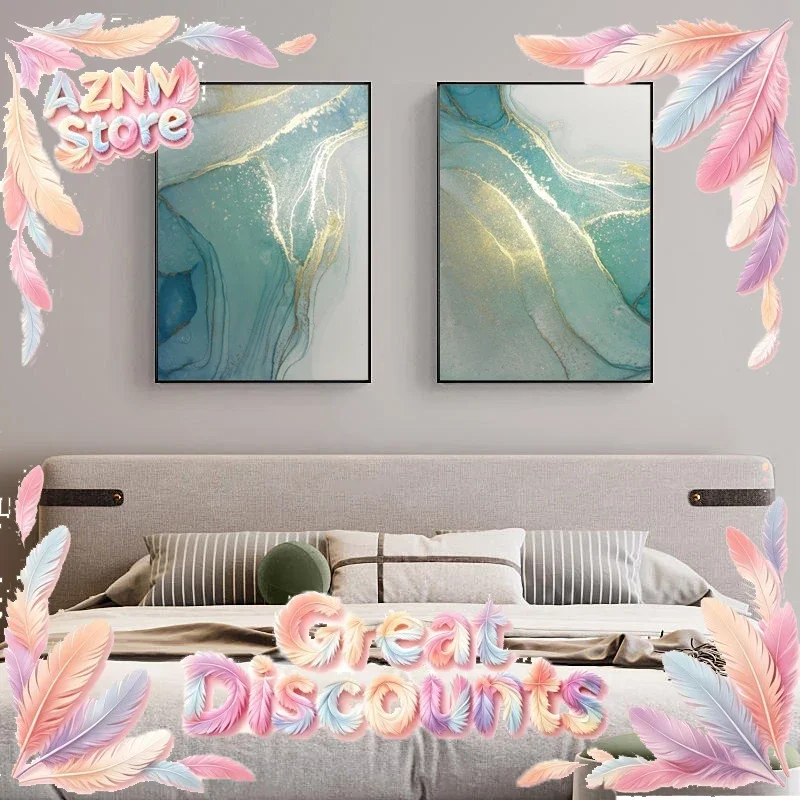 2026 Abstract Wall Art Canvas Painting Print Nordic Luxe Gilt Picture Turquoise Gold Foil Marble Texture Poster Decorat for Home