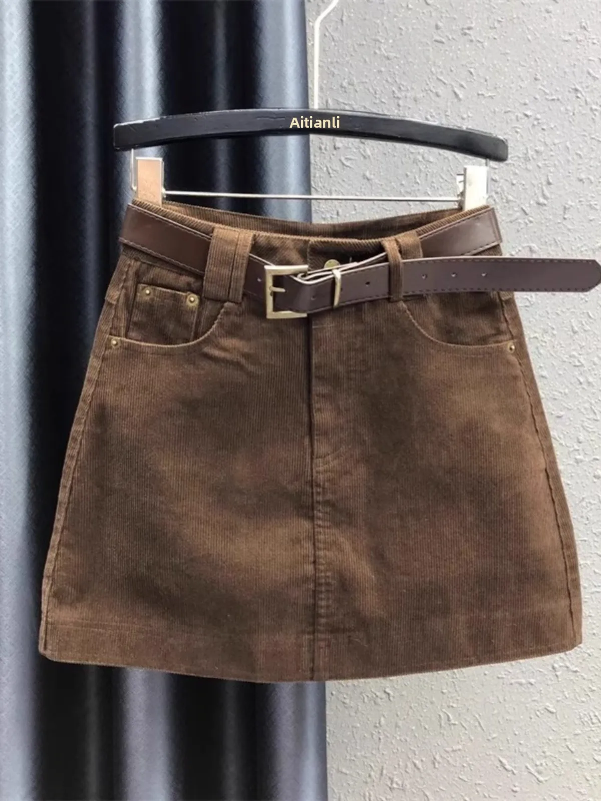 

Неводная вельветовая юбка трапециевидной формы, облегающая юбка с высокой талией, противолегкая прогулочная юбка, весна-осень, новое поступление, женская...