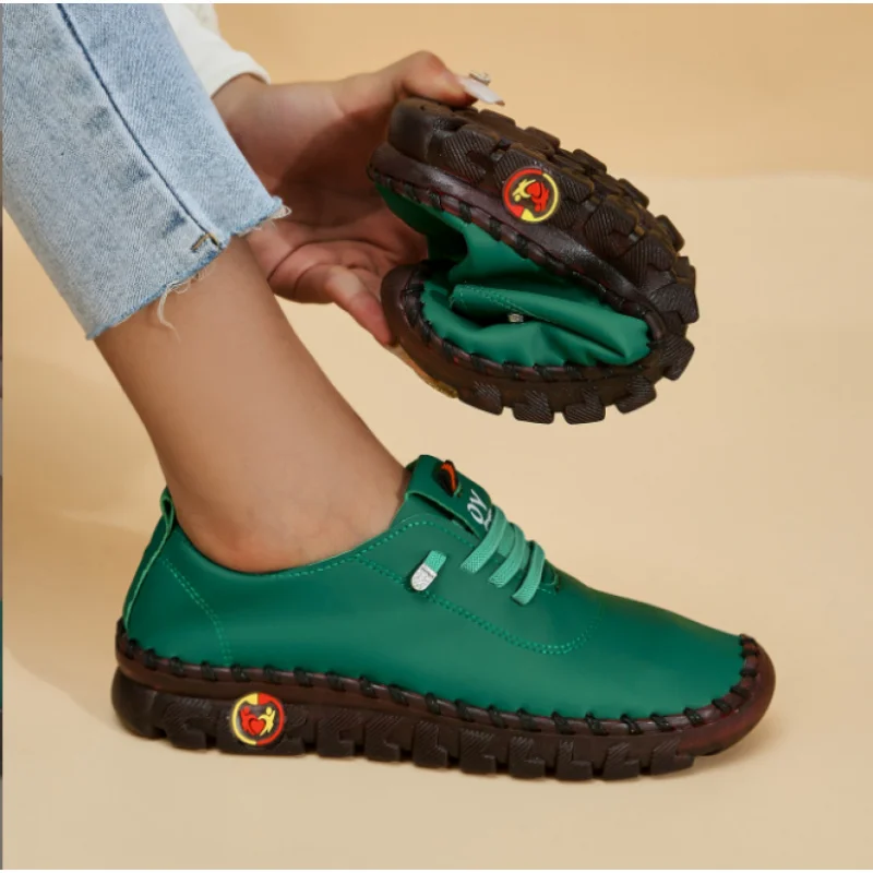 2025 New Women's Soft Leather Flats, Fine Stitching Non-Slip Wave Sole, Comfortable Flexible Shoes image 3