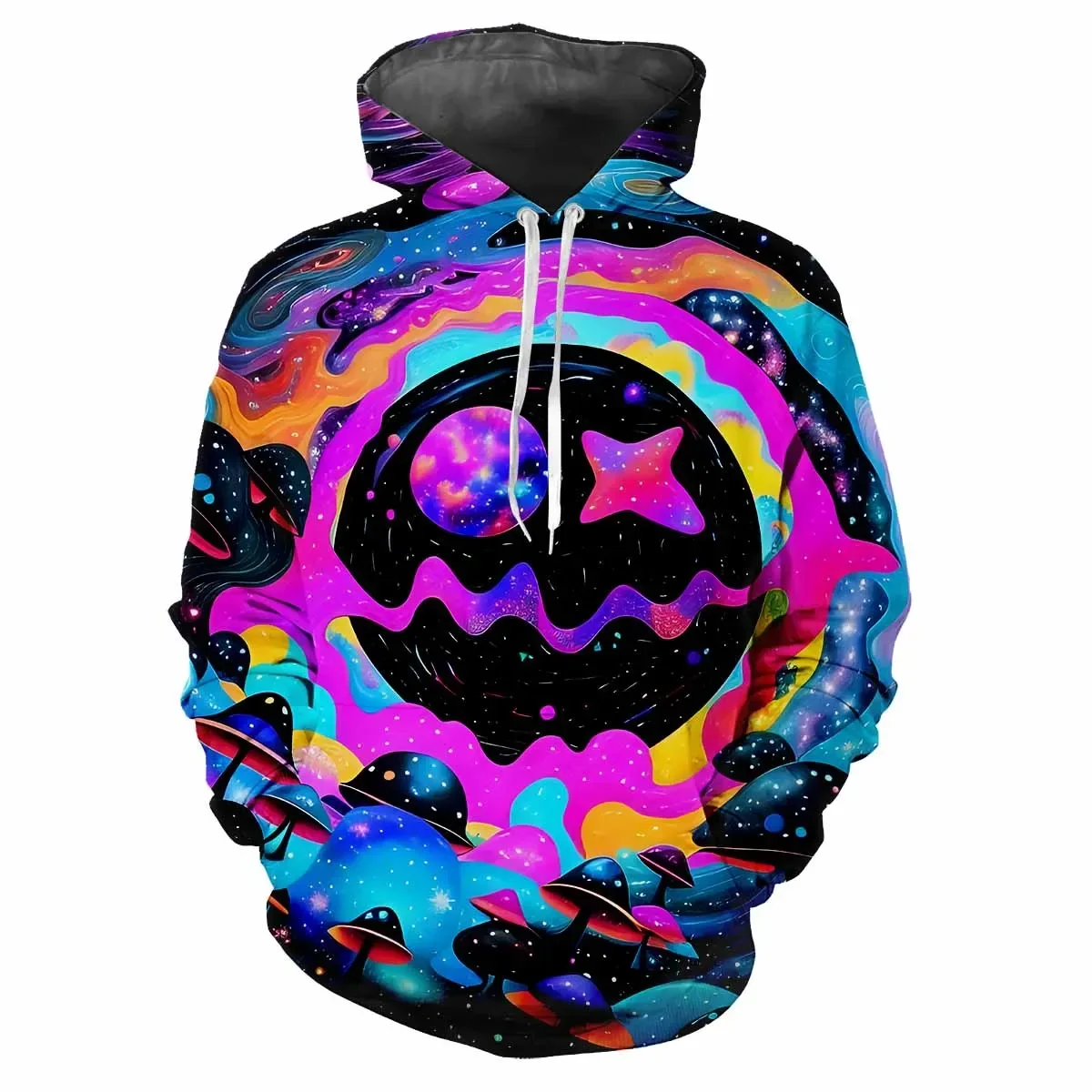 Fashion men's hoodie printed pigment pattern digital printing casual long sleeve hooded men's casual pullover hooded sweatshirt