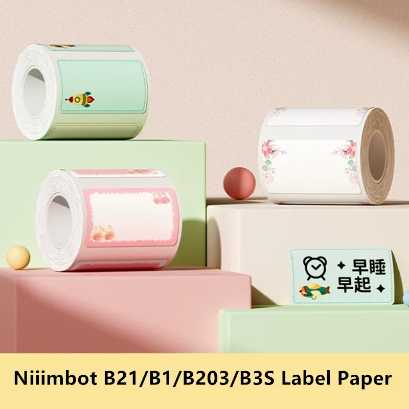 NIIMBOT B21 B3S B1 B203 Auto Adhesive Sticker Label Paper Thermal Label Printers Waterproof Color Stationary Files Marking Label