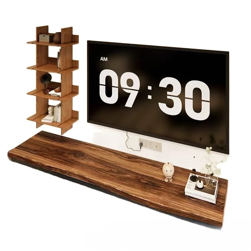

Living room simple modern log wall TV cabinet whole solid wood