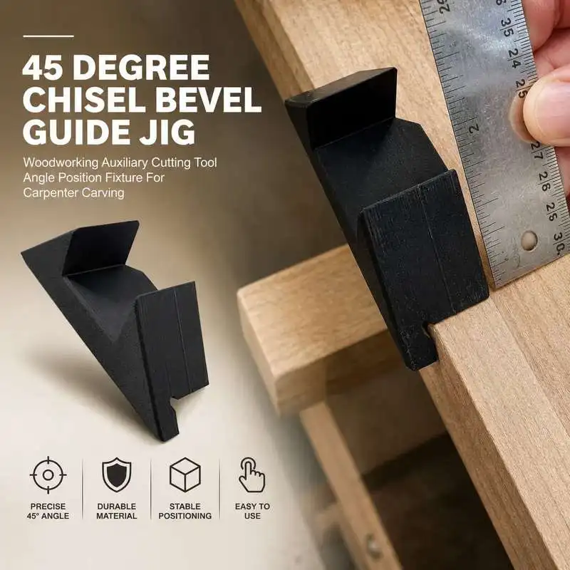 45 Degree Chisel Bevel Guide Jig Woodworking Auxiliary Cutting Tool Angle Position Fixture For Carpenter Carving