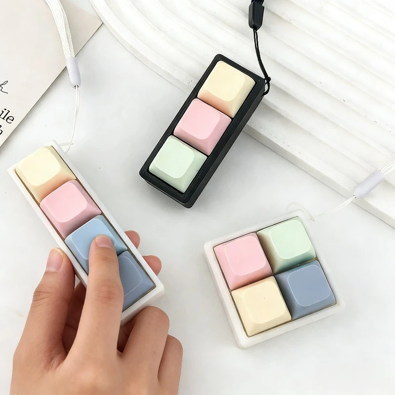 Fun Relaxing 2/4 Keys Finger Keyboard Key Button Keycap Decompression Toy Gadget Pass The Time Clicker Toy for Adults Gifts