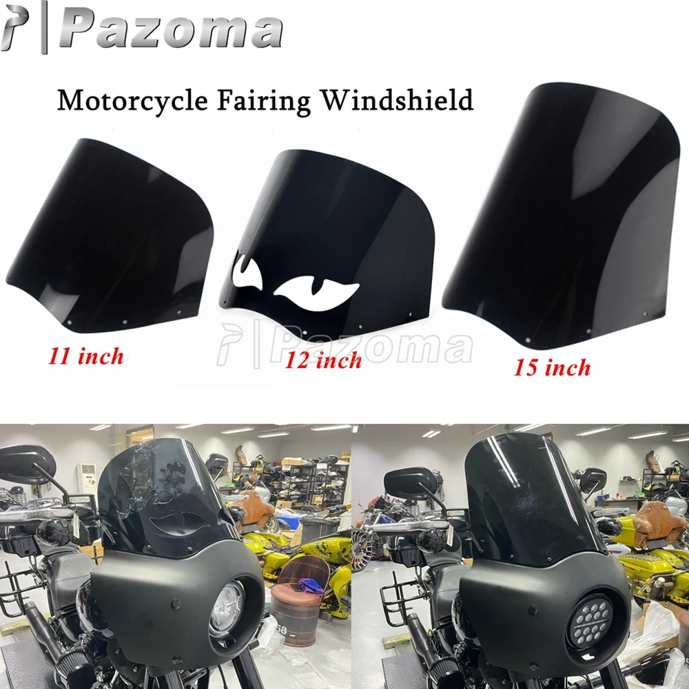 

Black Motorcycle Fairing Screen 11&12 &15 inch Windshield Wind Windscreen Deflector For Harley Dyna Sporster XL Softail 1986-22