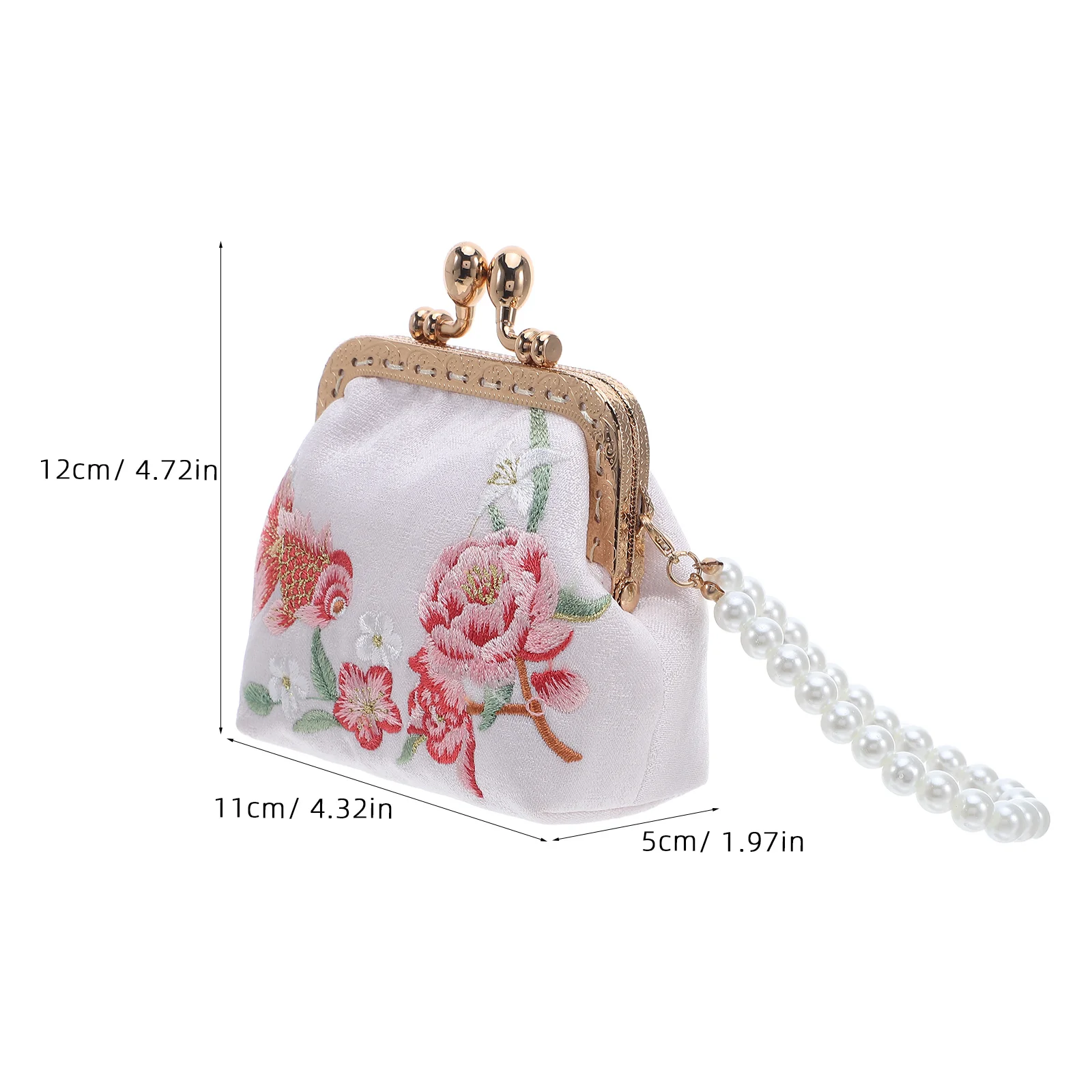 Mini Embroidery Lock Clasp Clutch Wallet - Cute Floral Print Purse for - Portable Fabric Coin Pouch Holder - Small Travel