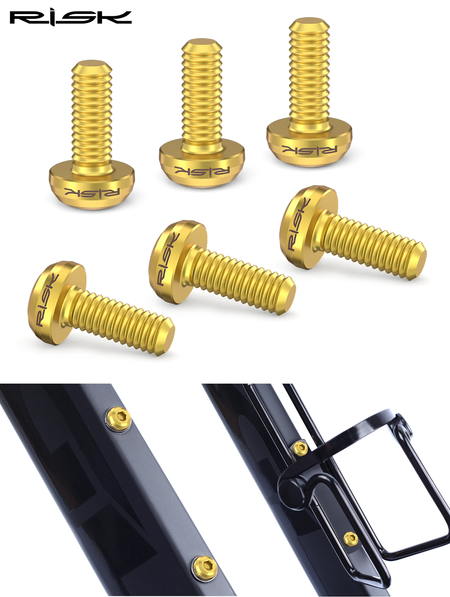 RISIKO 2 teile/schachtel Straße MTB Titan Legierung Fahrrad M5x12 Wasser Flasche Käfig Befestigungs Schrauben Luftpumpe Halter Halterung Feste Schraube – Detail 3