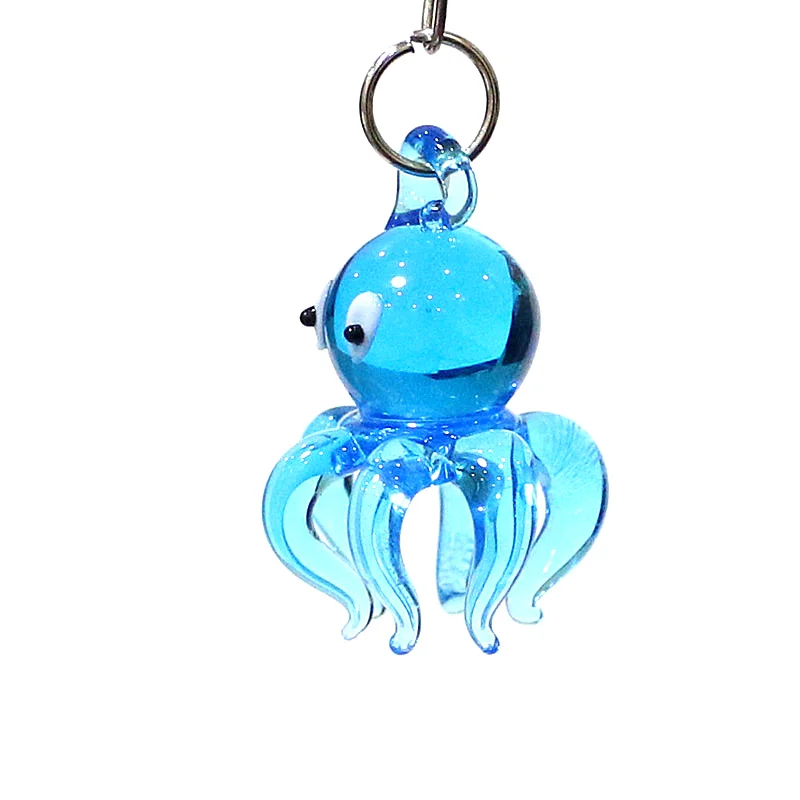 Hanging Glass Octopus Mini Figurine Pendant Aquarium Decor Handmade Cute Sea Animal Tiny Statue Ornament New Year Gifts For Kids