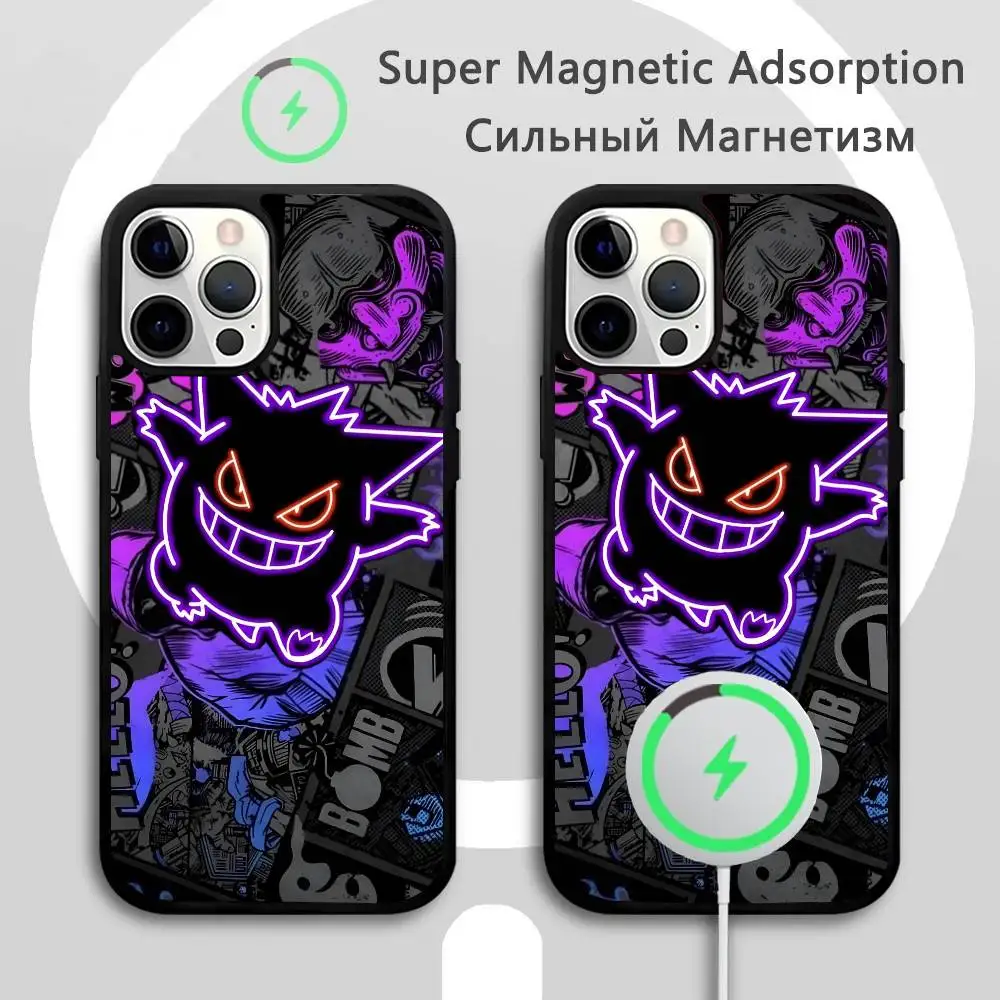 Image of Epc Pokemoonns Gengar Handyhülle, stark magnetisch, für iPhone 16 15 14 13 Pro Max 11 12 Mini für Magsafe