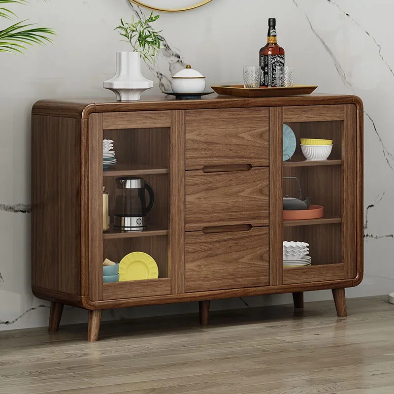 

Extensible solid wood sideboard self-service cabinet for kitchen restaurant hotel with two doors