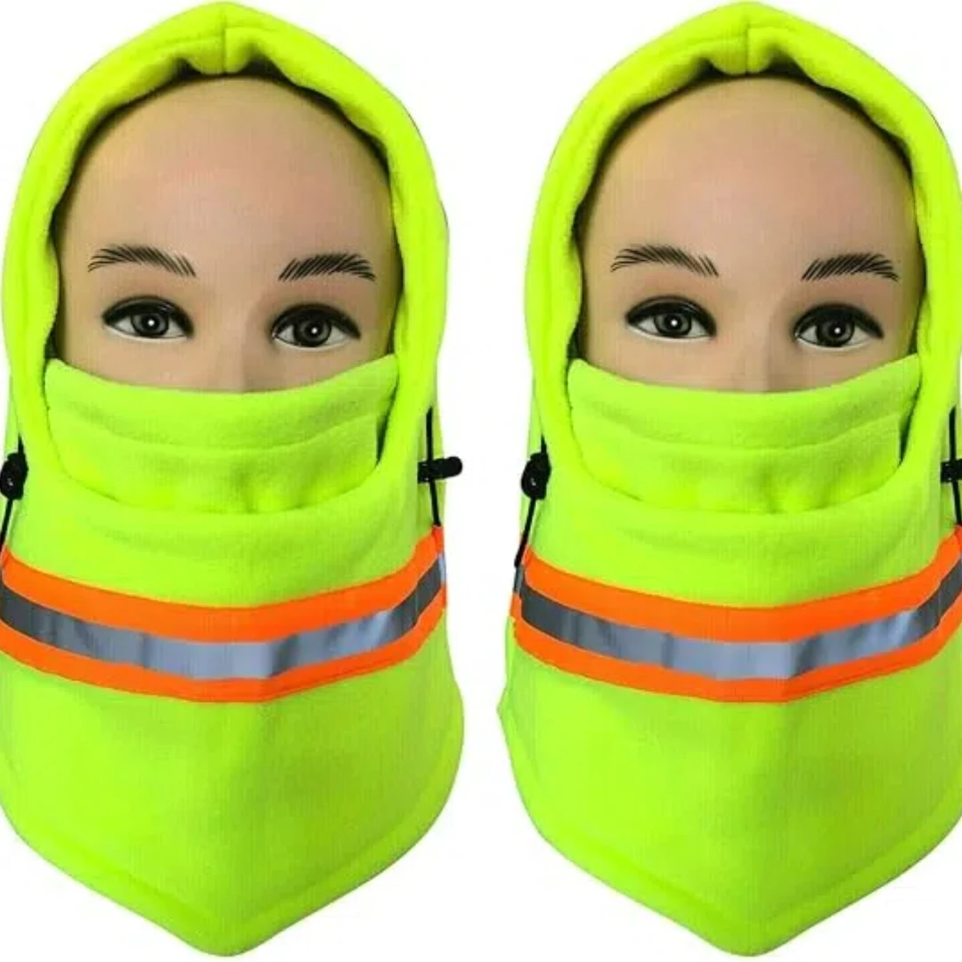 Men HiGH Visibility Reflective Winter Thermal Fleece Balaclava Mask Ski Motorcycle Full Face Mask Neck Cover Windproof