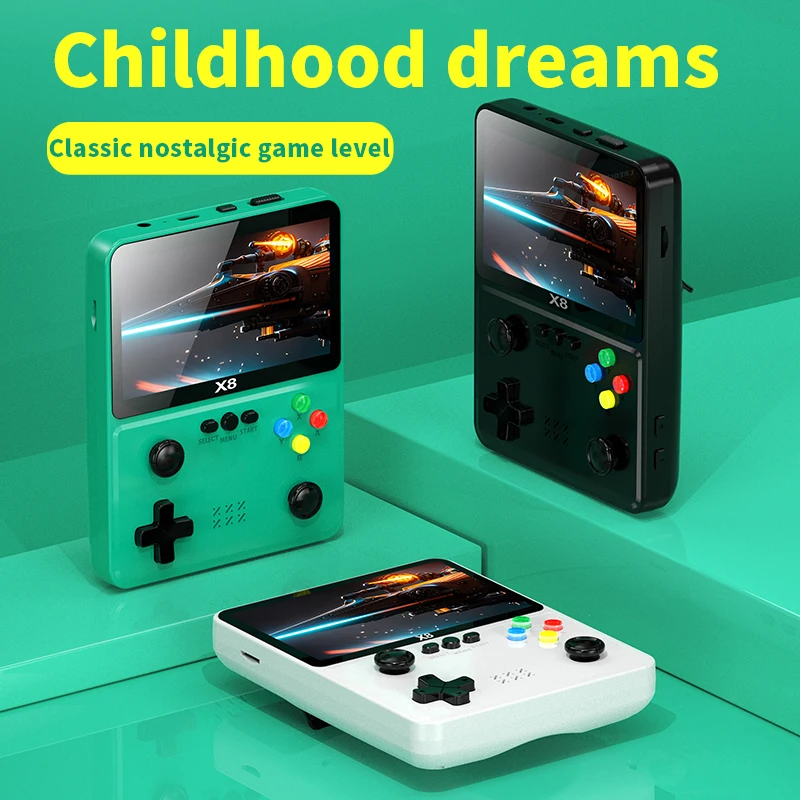 X8 Handheld Game Player Dual Joystick Handheld Game Station Console 10 Simulators Retro Video Games Player 8G Built in 2000 Game