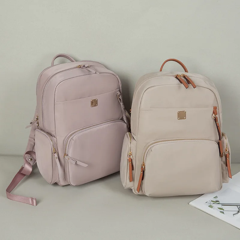 [Premium ] Laptop Backpack Nylon Ladies, Women's Multifunction Backpack Casual Nylon Solid Color School Bag For Girls Fashion