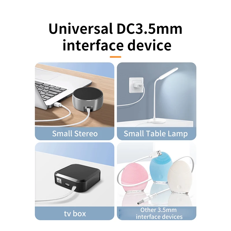 USB to DC 3.5mm Charging Cable Adapter 5V Power Supply Cord USB A Male to 3.5 Jack Connector Power Cable for USB Hub Charger