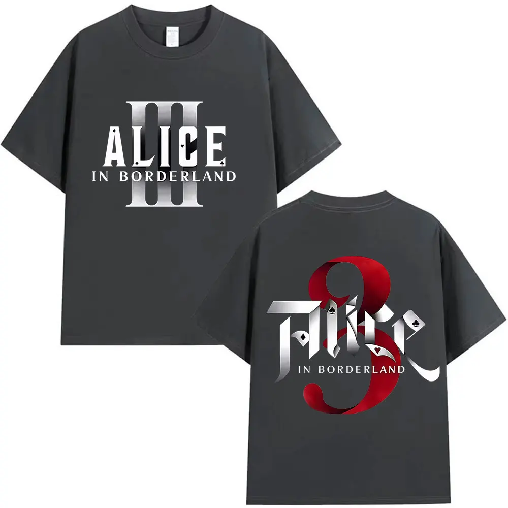 حار المسلسلات التلفزيونية أليس في بوردرلاند 3 2025 الجرافيك تي شيرت الرجال النساء فضفاض موضة تي شيرتات قصيرة الاكمام الرجعية س الرقبة الملابس تيز