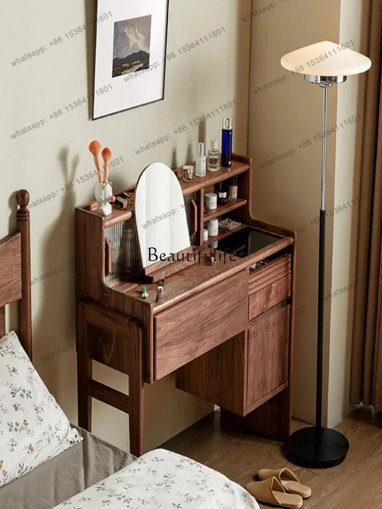 

yj58 Nordic simple black walnut dresser, all solid wood light luxury makeup table