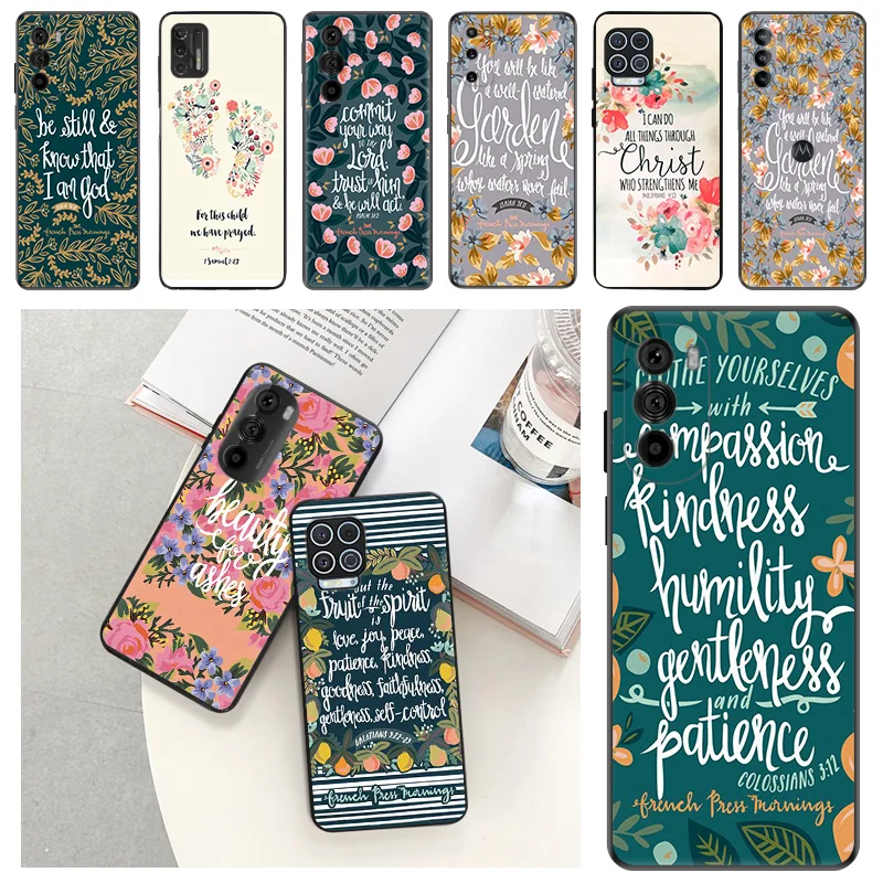 Flower Bible Verse Philippians Soft Phone Cases For Motorola Moto G73 G53 G82 G72 G52 G32 G22 G71 Edge 20 30 G Stylus G60 G51 50