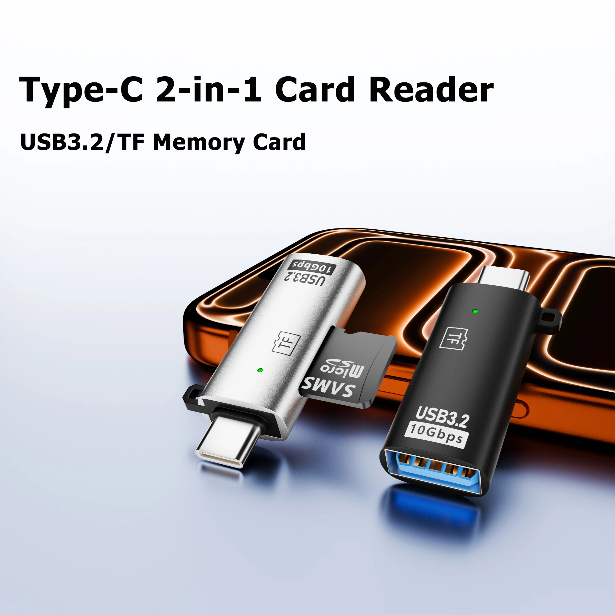 2-in-1 Type C USB3.2  Card Reader Adapter USB C to TF Memory Card Reader for iPhone for MacBook Tablet  PC Laptop Accessories