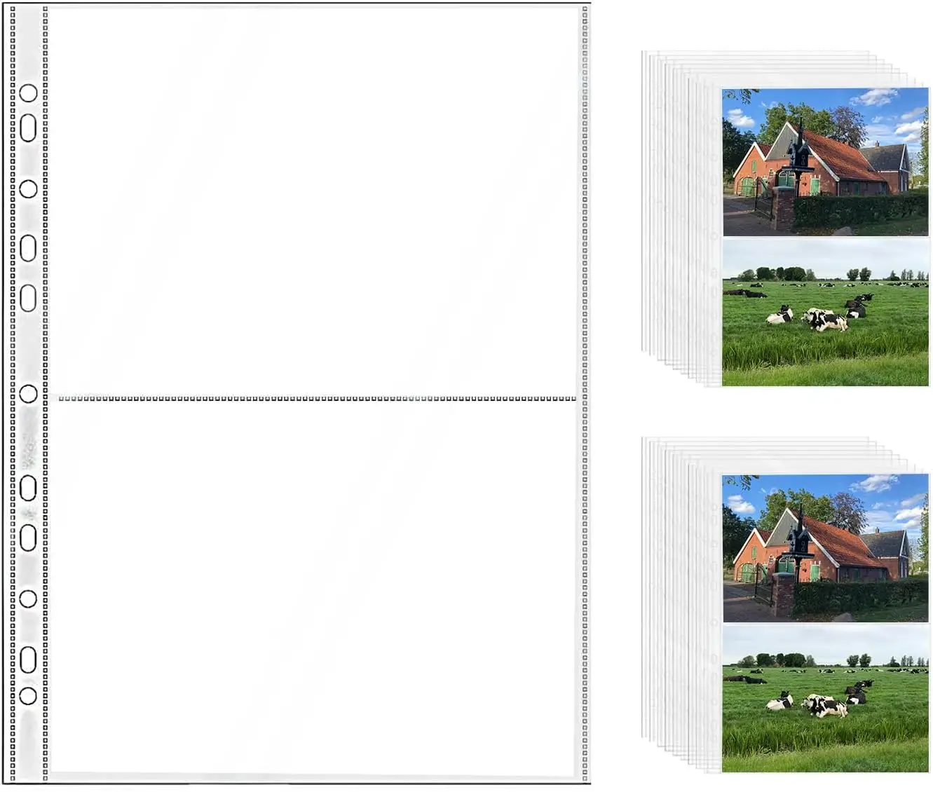 

New 30 Sheets A4 Multi-specification Plastic PP Binder Photocard Sleeves 11 Holes,Clear Protector Fit for 3/4 Rings Binder