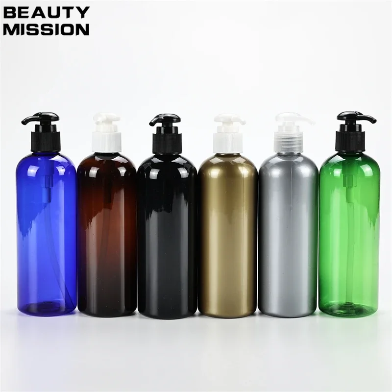 

Golden Grey 300ML X 20 Empty Plastic Round Shoulder Bottle With Round Lotion Pump Shampoo PET Bottle For Personal Care Cosmetics