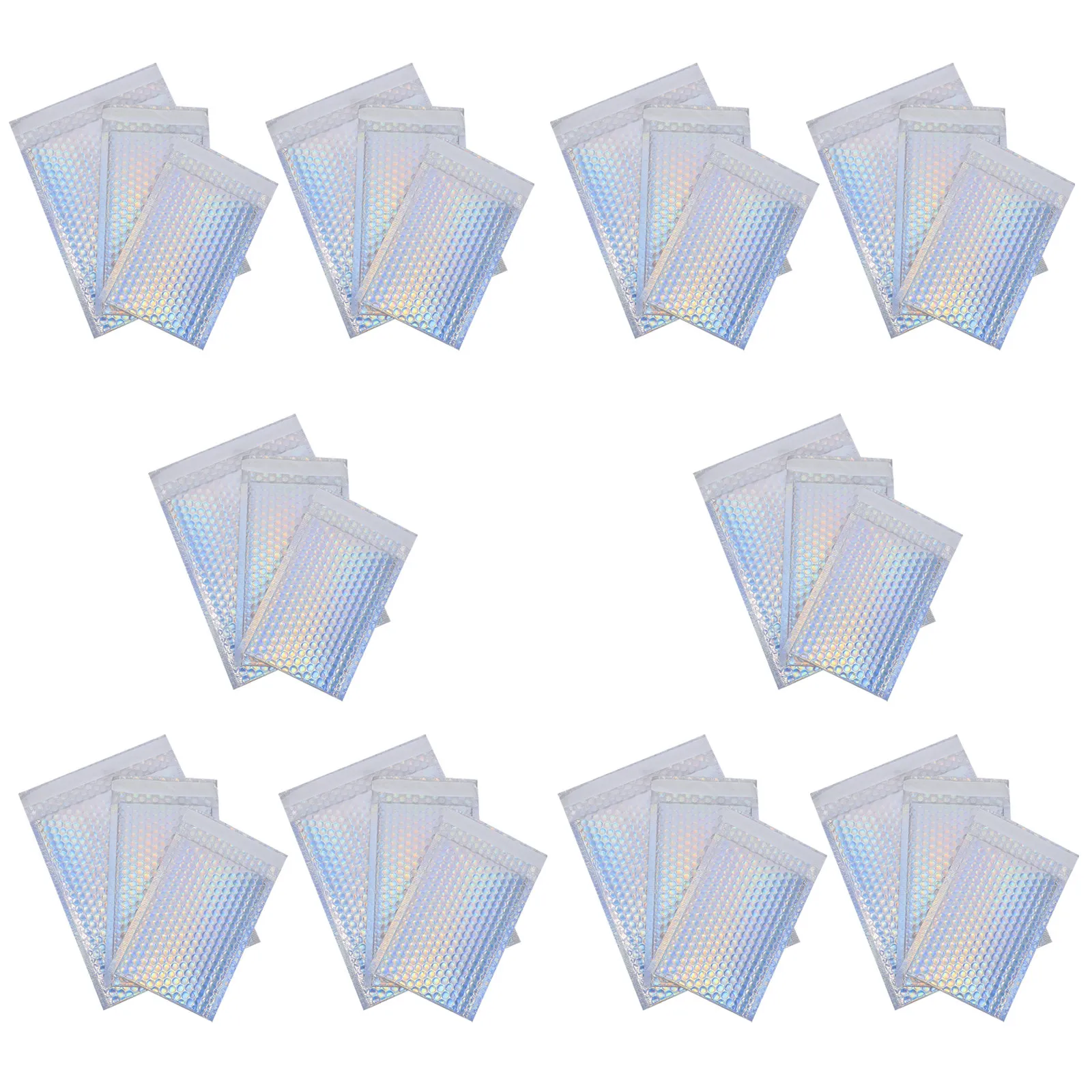30Pcs Rainbow Poly Bubble Mailers Holographic Self Seal Padded Envelopes Waterproof Shipping Bags for Small Business Jewelry