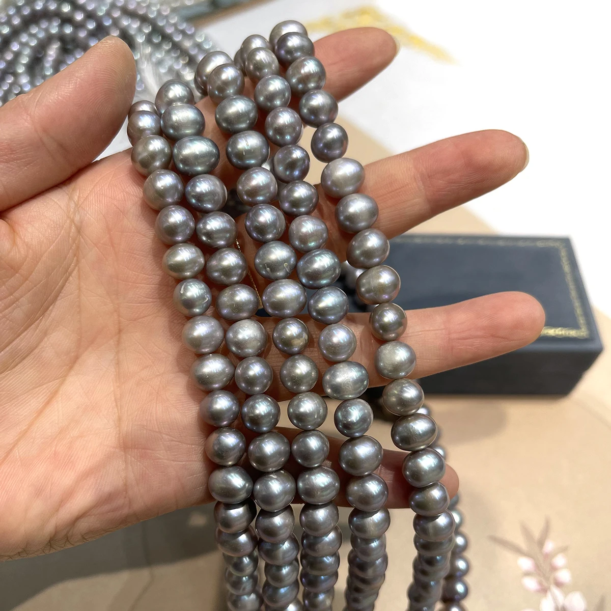 AAA 8‑9mm Potato Shape Gray Natural Pearl High Luster Straight Hole Beads DIY Jewelry Making Supplies for Necklace Accessories