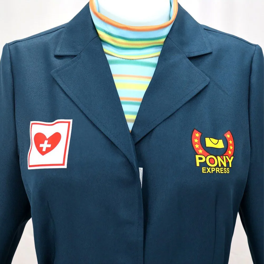 구강 세척 승무원 Anya 코스프레 의류 가발 점프 슈트 여성 파티 변장 롤 플레잉 할로윈 의상 카니발 의상 정장