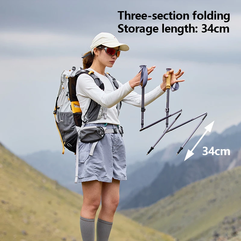 Multi-Scene Support Pole 2025 Light Trail 5-EXT Five-Section Carbon Fibre Folding Trekking Pole Portable Storage