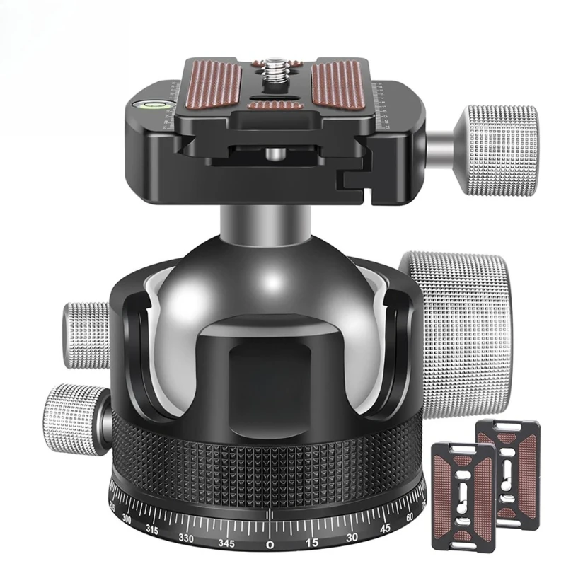 44mm/55mm Low Profile Tripod Ball Head, All Metal CNC Heavy Duty Tripod Head for DSLR Camera Tripod Monopod Load 40kg