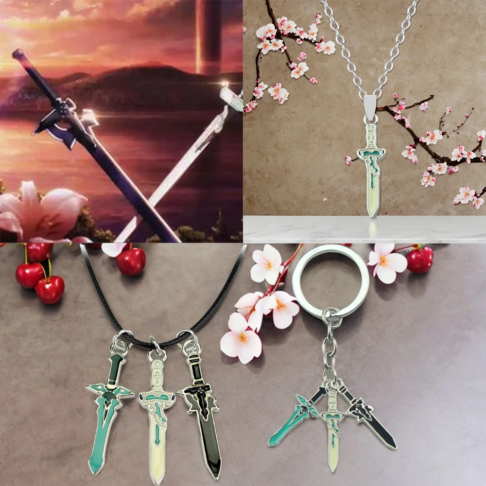 SAO Sword Art Online Elucidator Dark Repilser espada colgante collar llavero regalos para mujeres hombre Anime Cosplay Accesorios