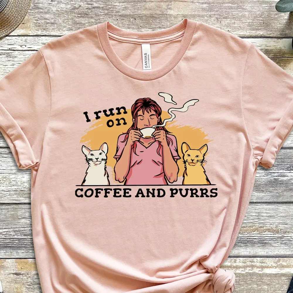 Coffee And Purrs T Shirt Purr Fect Paws Addict Caffeine For Cat Lover Relaxing