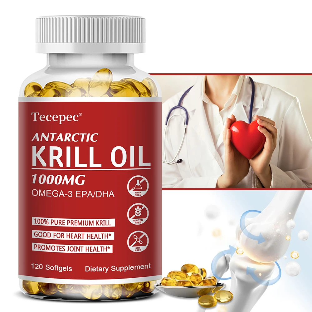 Antarctic Krill Oil 1000 Mg, Omega-3 EPA, DHA, Natural Astaxanthin, Maximum Strength for Heart & Joint Health, 120 Capsules