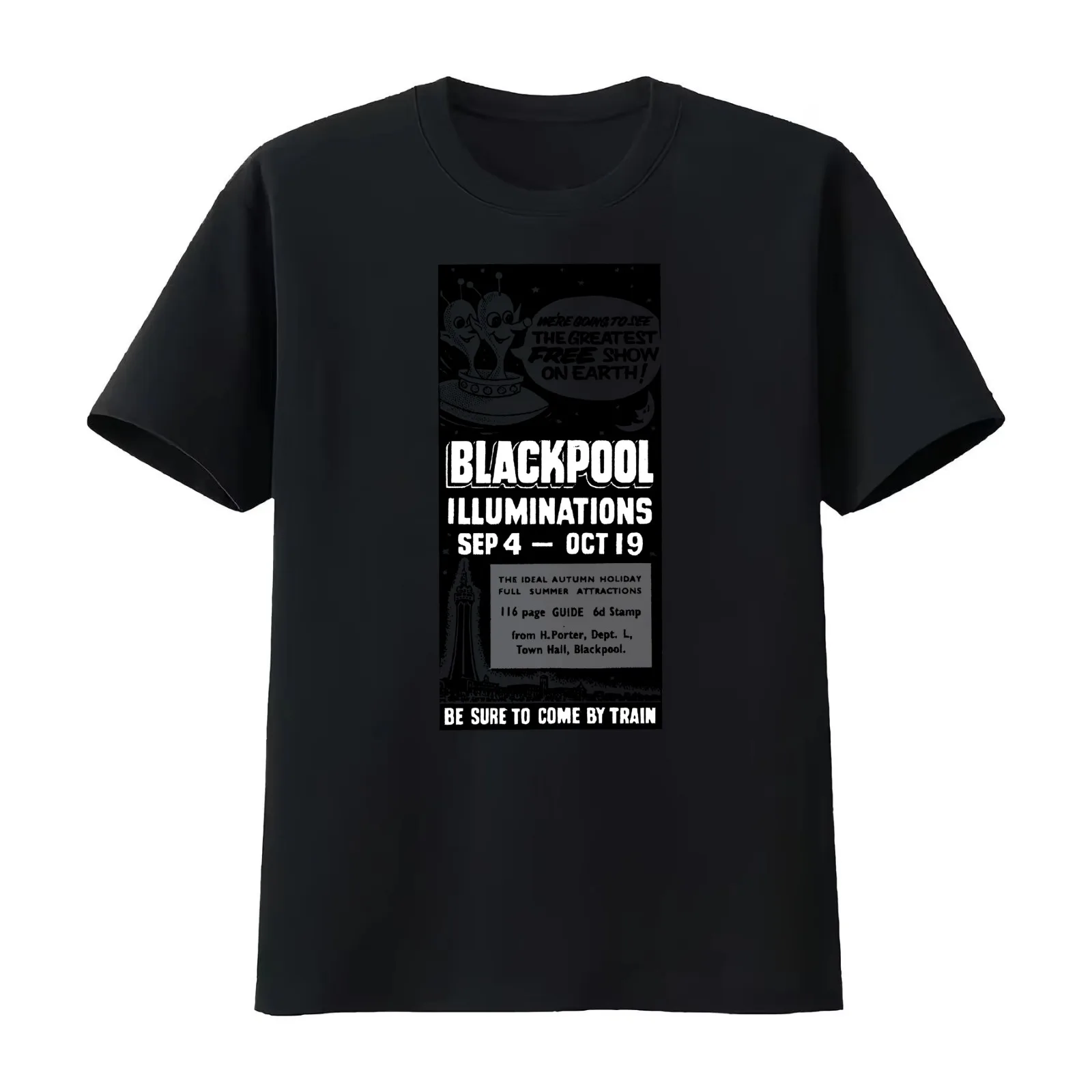 BLACKPOOL ILLUMINATIONS ADVERT T-Shirt Summer Casual Cotton Tee Oversized Streetwear Tops Vintage Graphic Print 100% Cotton