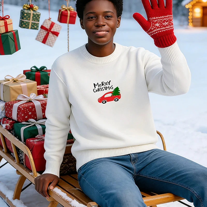 

Sweater Women Knitted Long Sleeve Pullover Tops Knitwear Cute Christmas Gifts For Winter Print Y2K Clothes Warm Thicken Jumpers