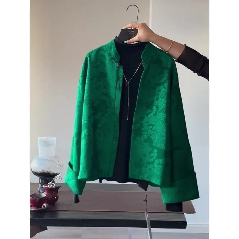 2026 Spring New Women New Chinese Style Short Jacket with A High-end Feel, Popular This Year, Slimming and Stand Up Collar Top