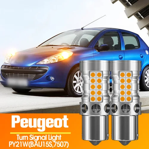 2x lámpara de luz LED de intermitente Canbus PY21W BAU15S para Peugeot 106 108 206 207 CC SW 208 301 406 508 807 Rifter de cremallera viajero