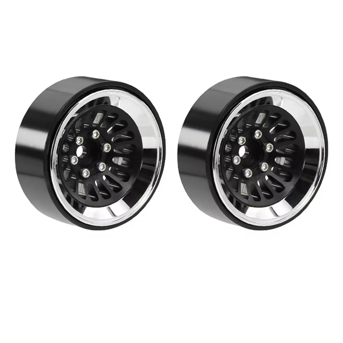 アルミビードロックホイールリム,1/18 trx4m 1/24 scx24 fms24,1.3インチ,ブラックホイールハブ,rcクローラー車用