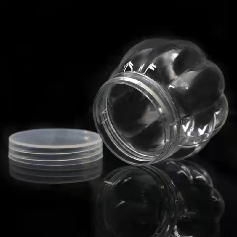 

5Pcs 150ml ABS Plastic Transparent Pumpkin Bottle Food Storage Freezer Containers With Airtight Lids Disposable Clear Jars Bowls