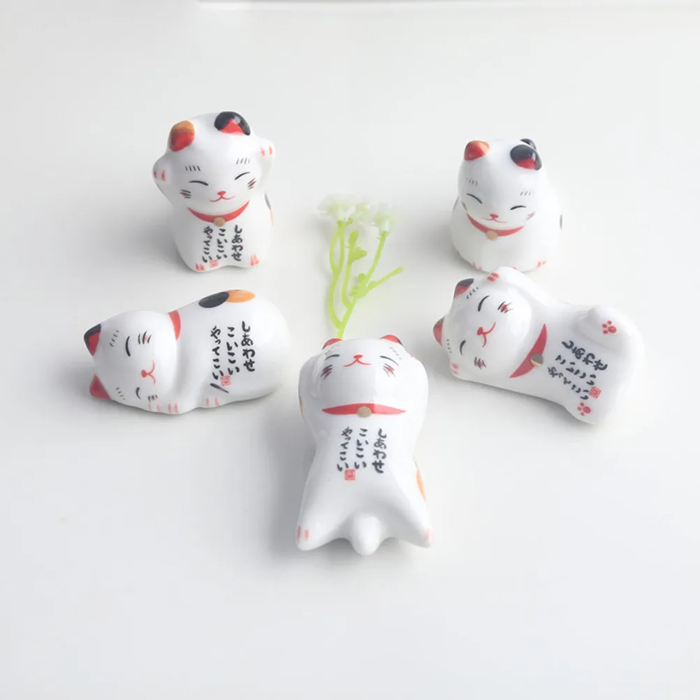 6Pcs Cute Ceramic Cat Chopstick Rest Holder for Kitchen Tableware Keeps Utensils in Place Prevents Rolling Eco Friendly