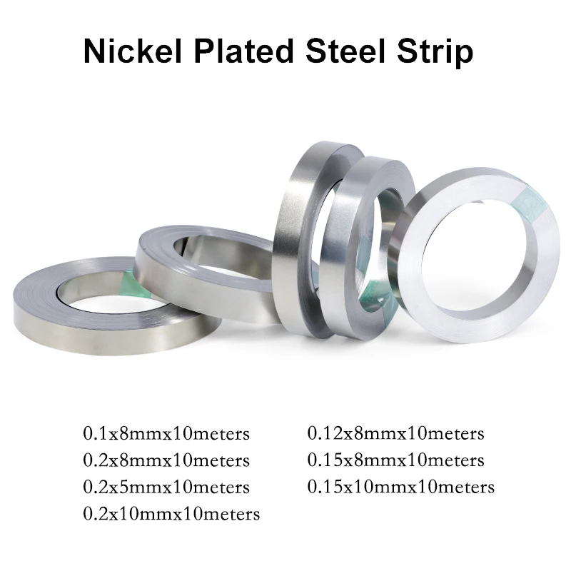 Nickel Plated Strip 18650 Battery Nickel Sheet Plate Connector 0.1mm 0.15mm 0.2mm Steel Belt Spot Welding Machine Battery Welder